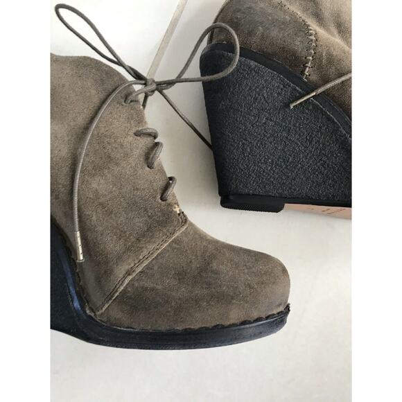 Rag & Bone Odval Suede Lace Up Platform Wedge Booties Olive - Picture 7 of 12